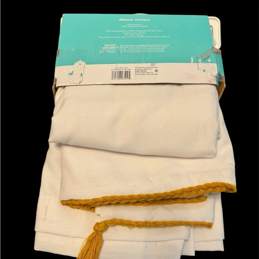 NWT Pillowfort Multi Stripe Tassel Shower Curtain